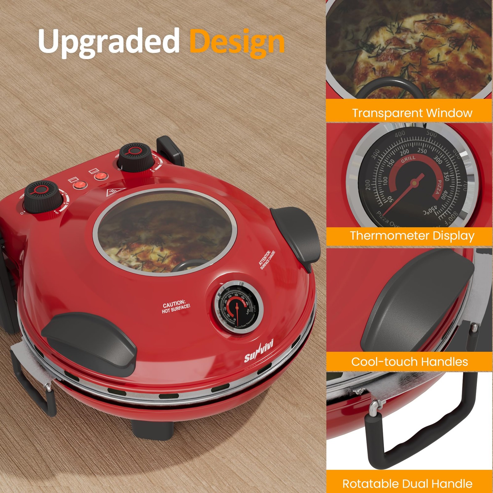 Sunvivipro Pizza Oven Indoor Outdoor Heats Up 770 Up 12 Electric Countertop