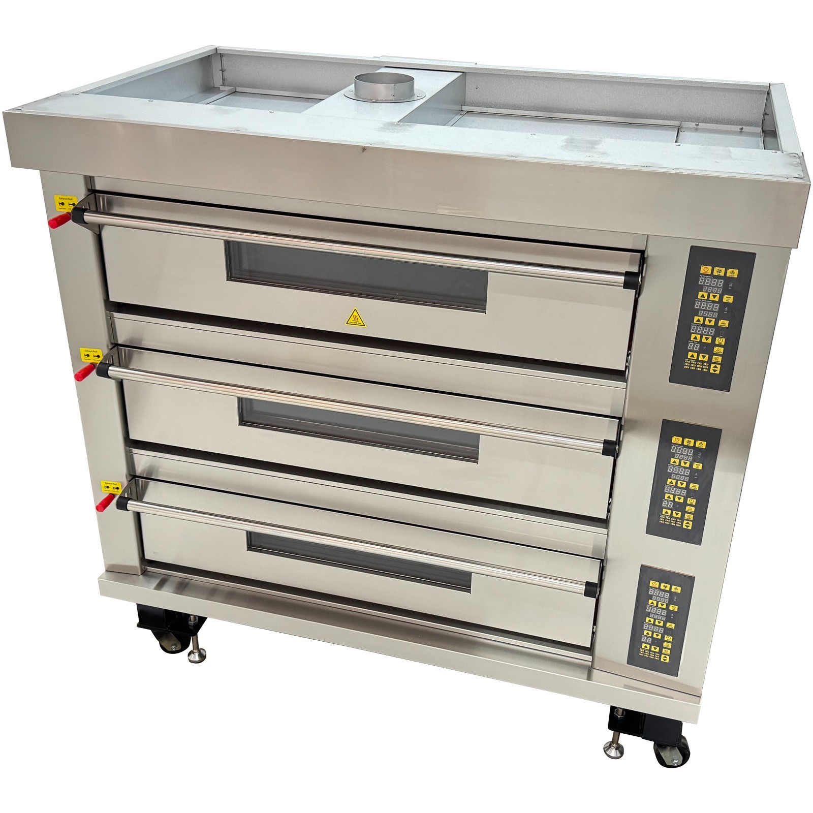 3 Decks Commercial Electric Bread Pizza Baking Oven Movable Toaster 220V 5-400˚C