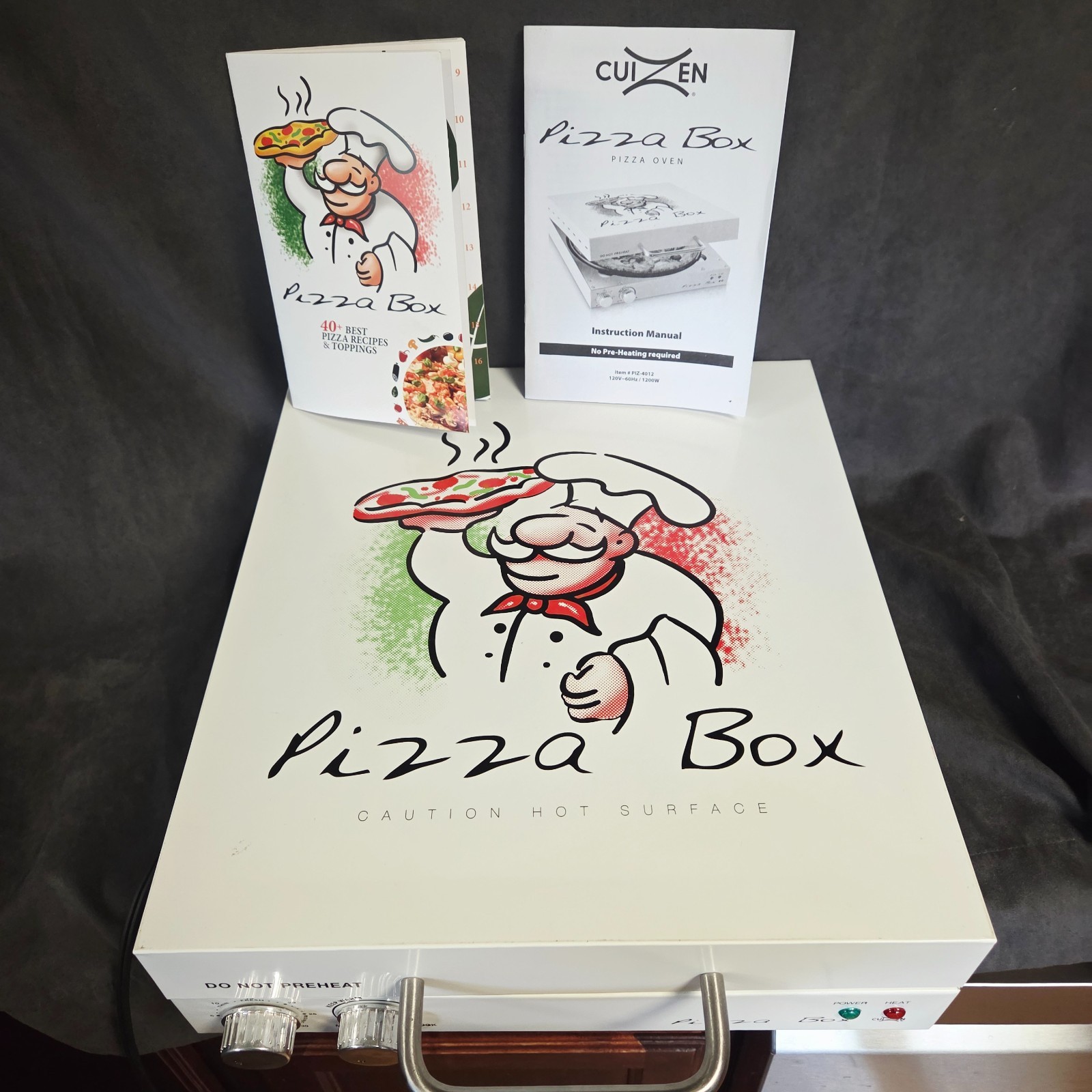 Cuizen Pizza Box Countertop Pizza Oven w 12″ Rotating Pan PIZ-4012 Tested Works