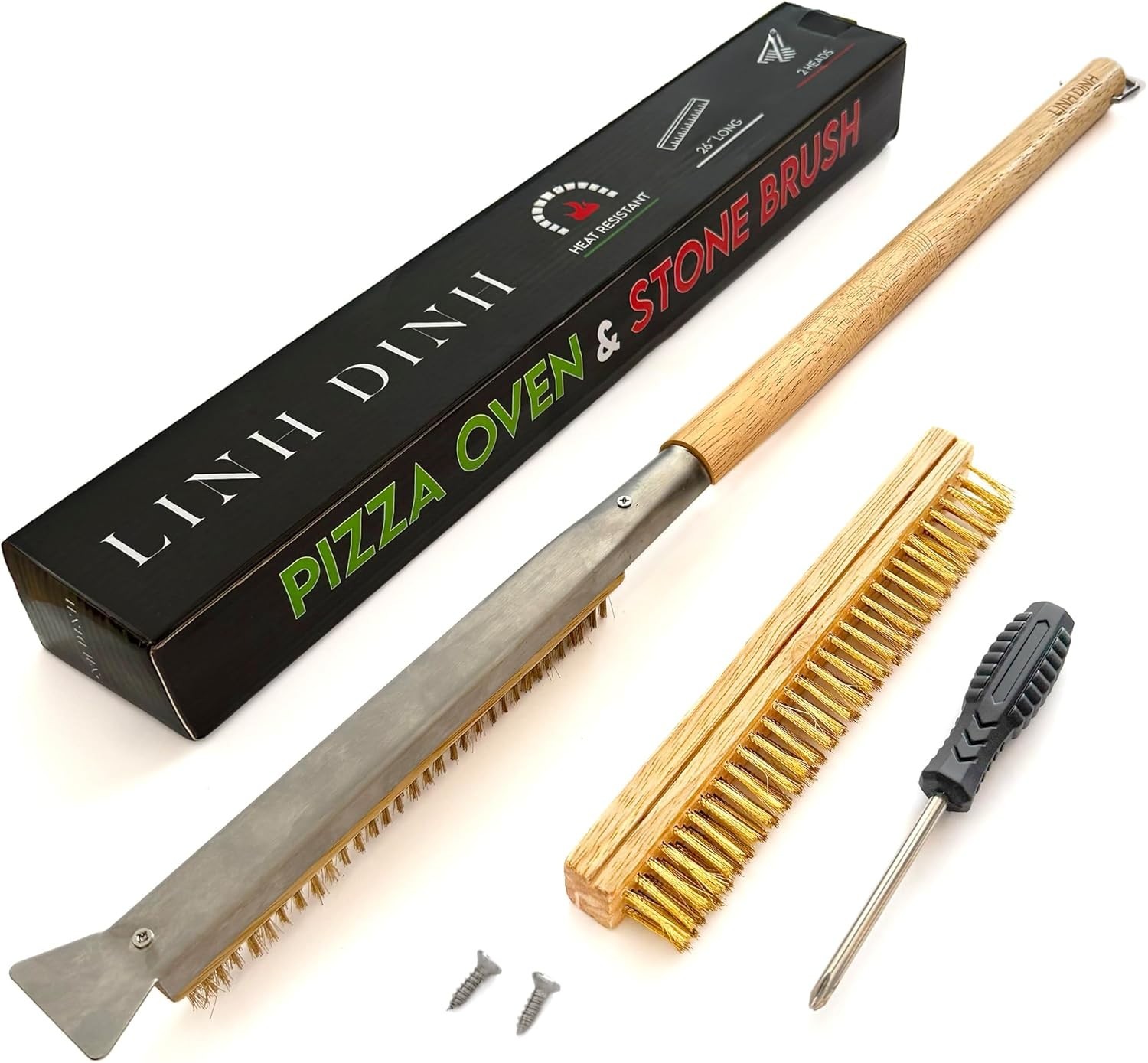 26in Pizza Oven Cleaning Brush Kit with Spare Head & Tools