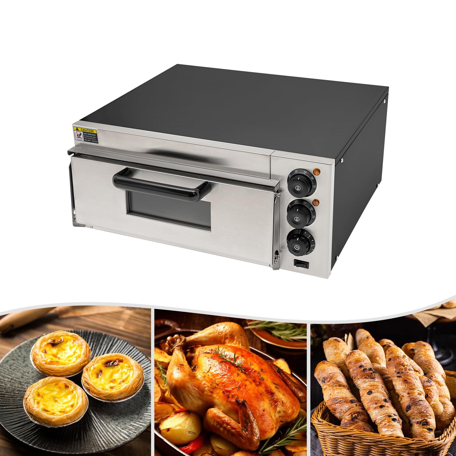 5.28gal Electric Countertop Pizza Oven 1.8kW Commercial Rectangular Pizza Oven