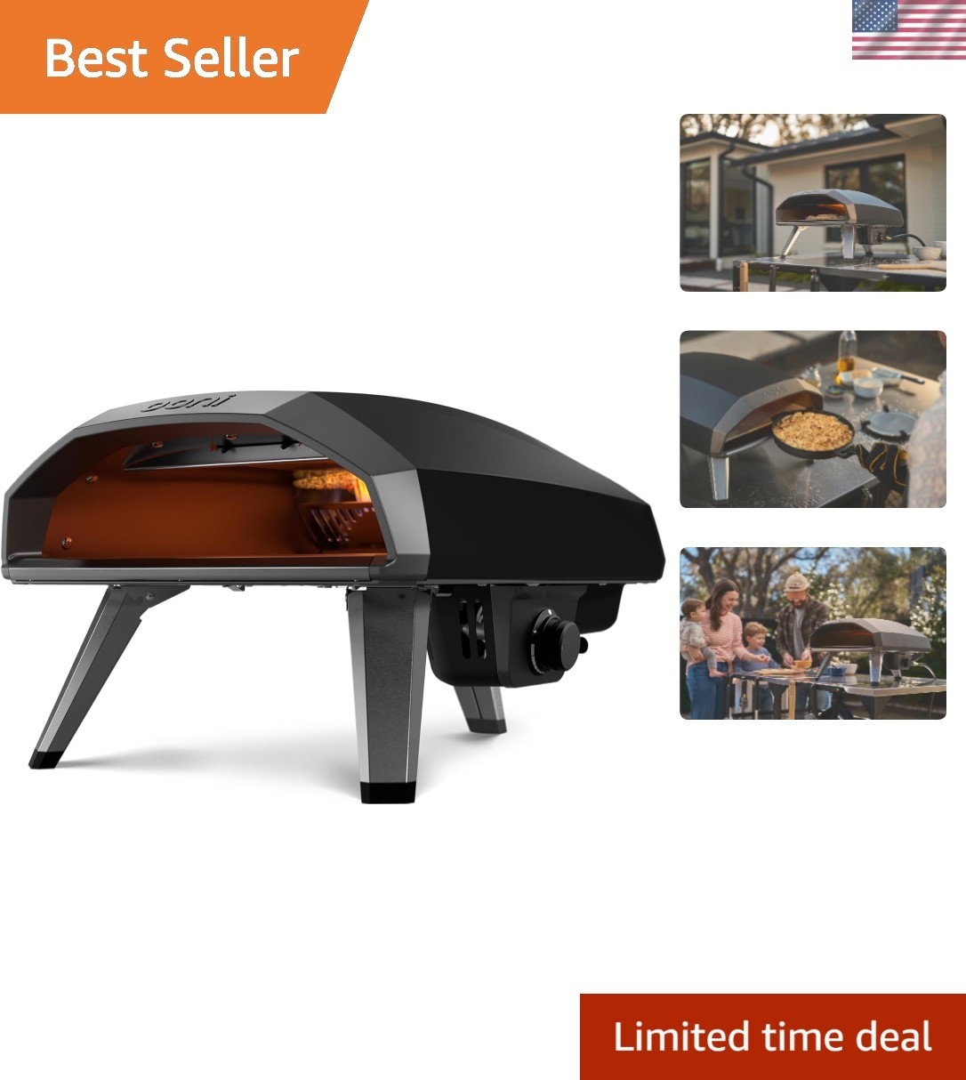 Foundry Black 14-Inch Portable Gas Pizza Oven with Superior Heat Distribution