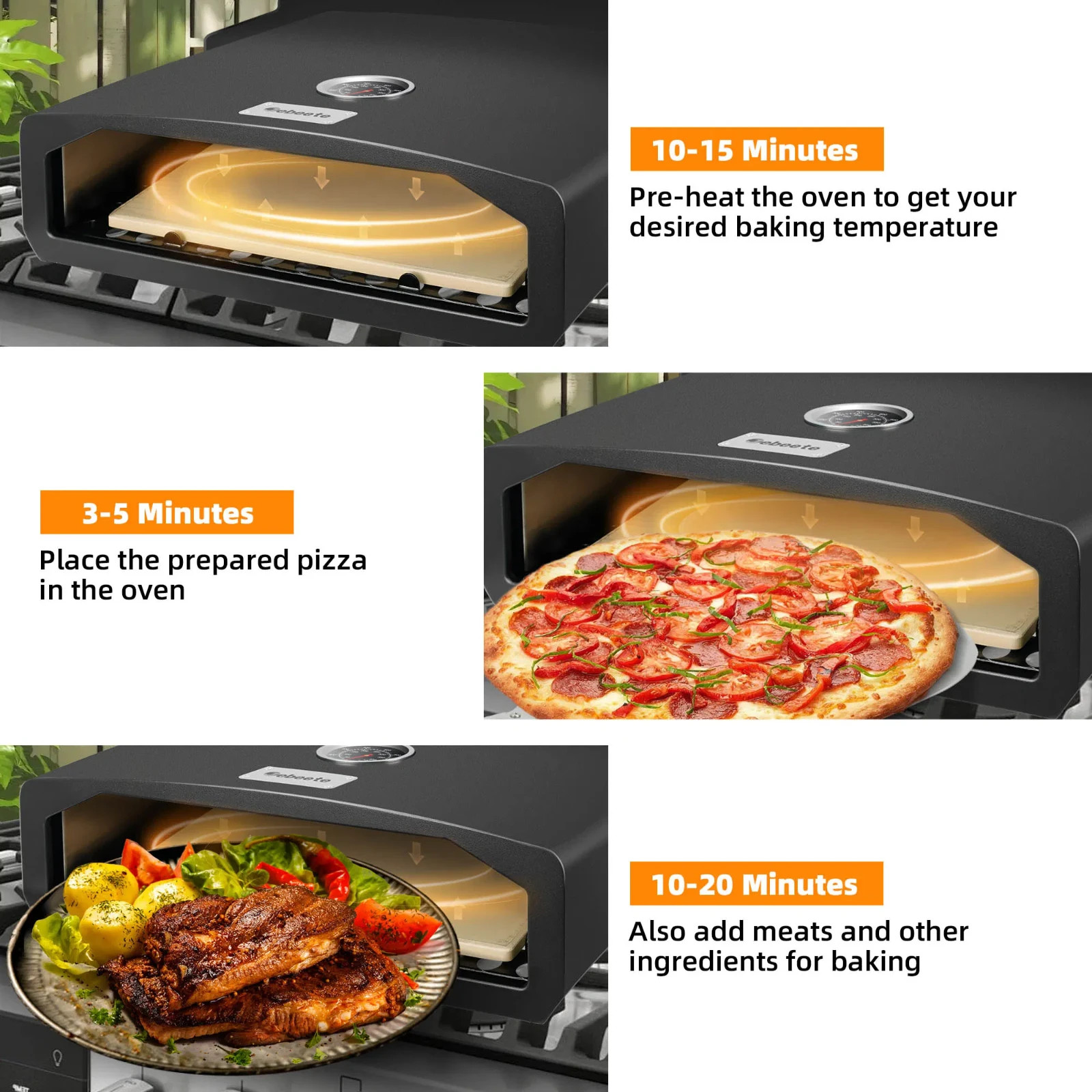15.7″ x 13.7″ x 4″Portable Pizza Oven for Outdoor Camp Stove and Indoor Gas Rang