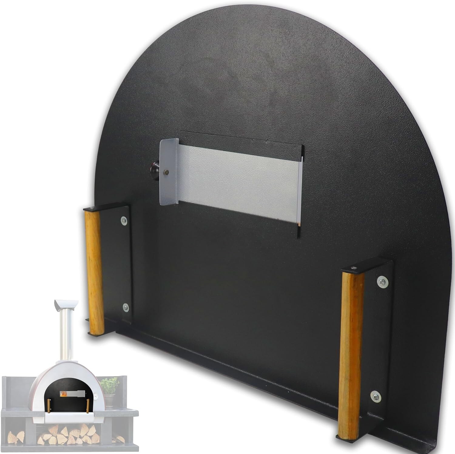 Pizza Oven Door – 20”(H) X 25”(W) – Stainless Steel 304 With Wooden Handles