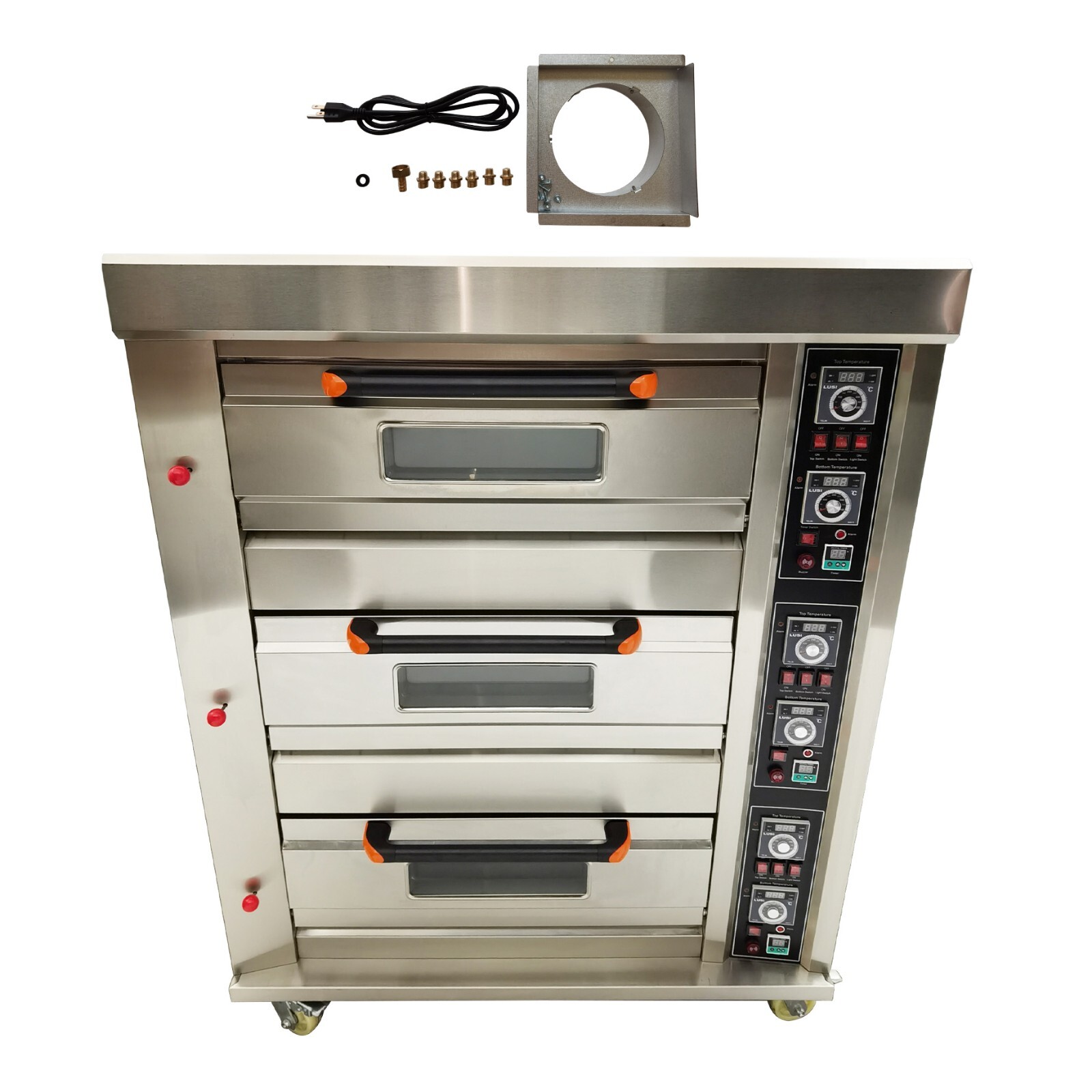 Commercial 110V Gas Heating 3-Layer 6-Dish Electric Pizza Oven with Caster 300W