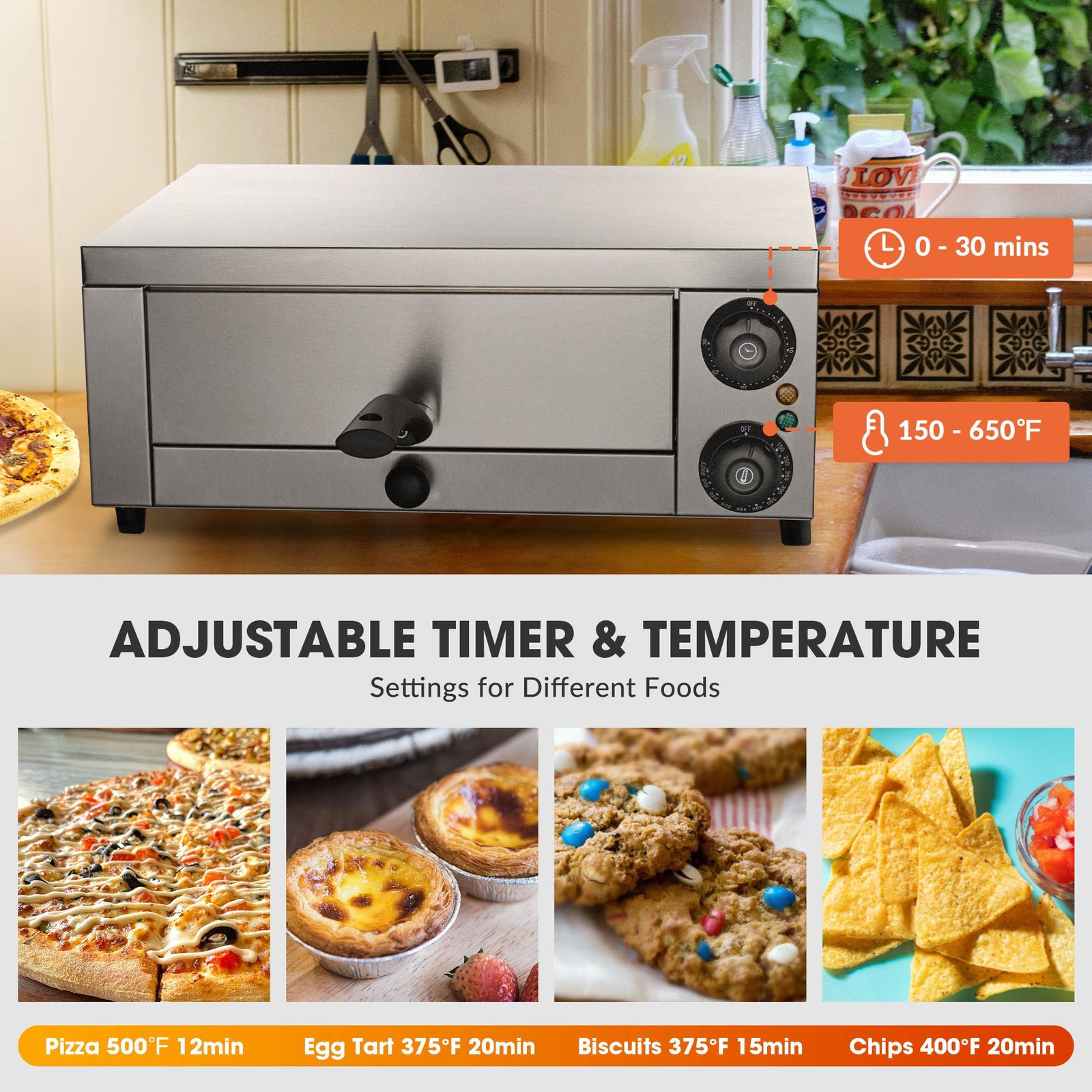 WeChef 12″ / 16″ Countertop Pizza Oven Electric Pizza Maker 1300W / 1700W Pizza