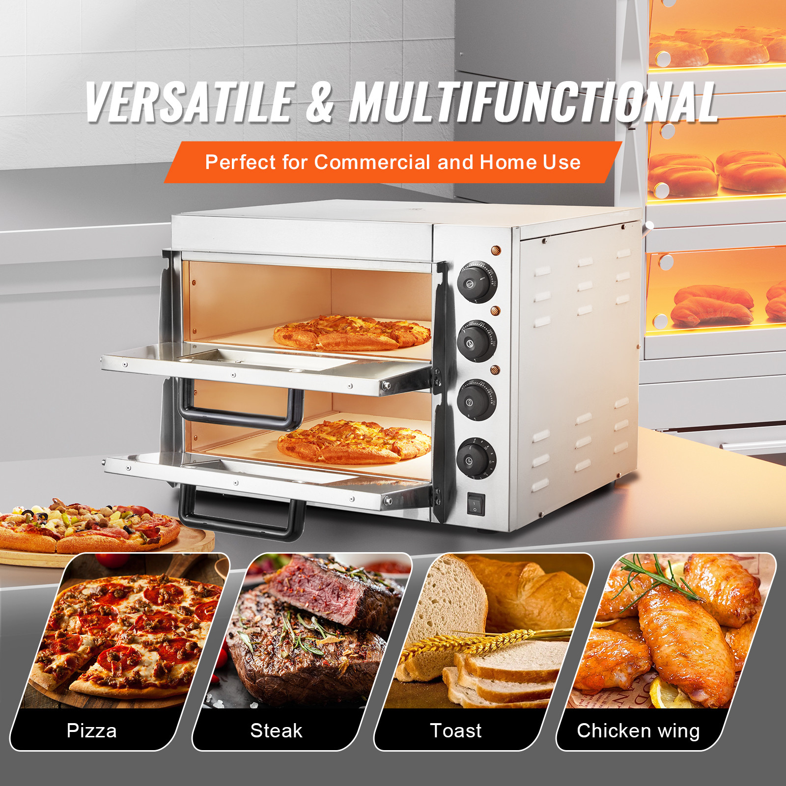 VEVOR Commercial Countertop Pizza Oven Electric Pizza Oven for 16″ Pizza Indoor