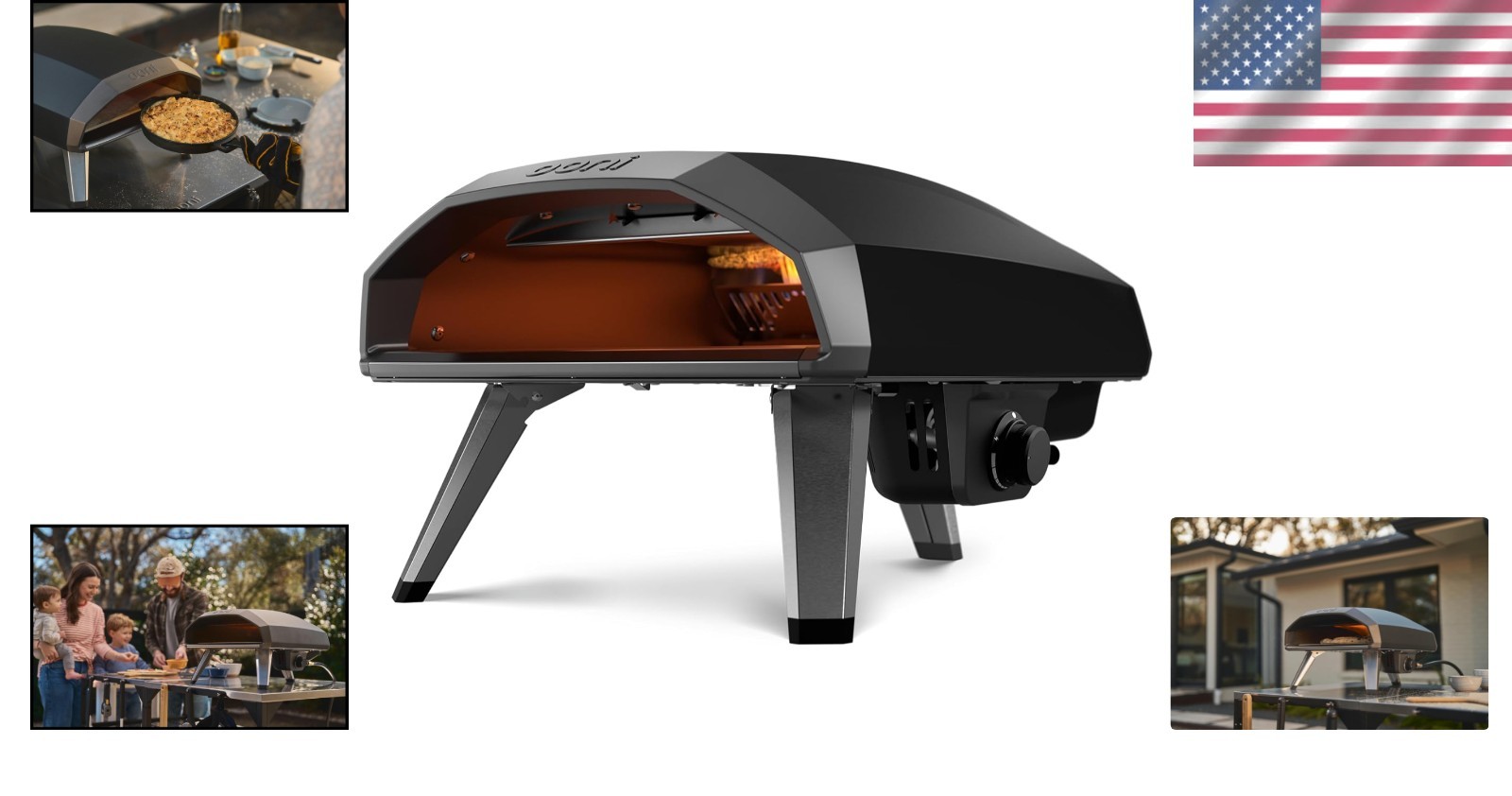 Foundry Black 14-Inch Portable Gas Pizza Oven with Superior Heat Distribution