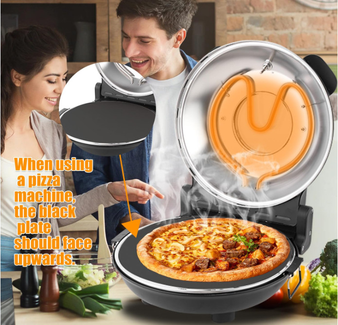 Horno de pizza de interior, retro de 30 cm, calentamiento rápido a 400 °C, horno