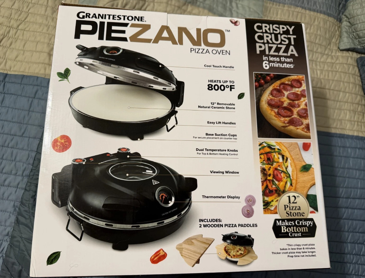 PIEZANO 12” ELECTRIC INDOOR PIZZA OVEN – 800°F HIGH HEAT Brand New