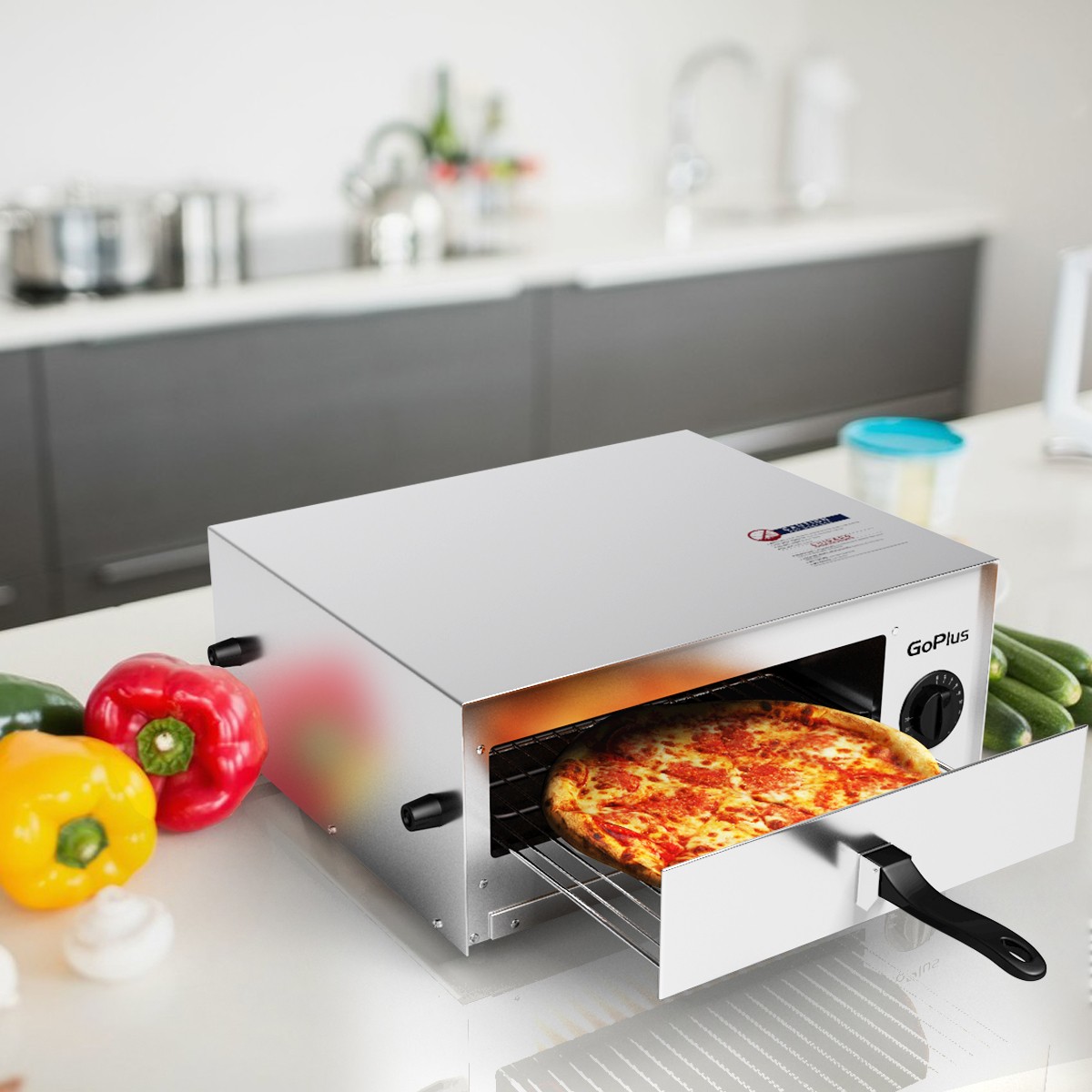 Goplus Home Kitchen Pizza Oven Stainless Counter Top Snack Pan Bake Commercial