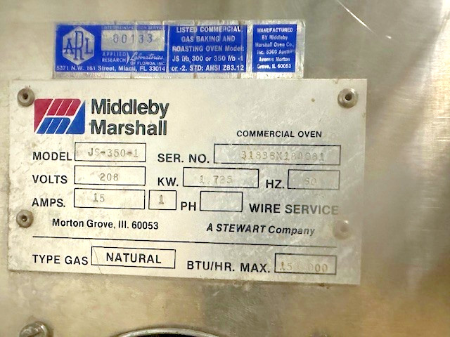 MIDDLEBY MARSHALL IS-350-1 NAT GAS 32″W 150,000 BTU CONVEYOR PIZZA OVEN