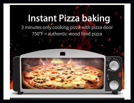 CTT Black 2 in 1 Baker Pizza Oven Countertop Toaster Multi-Functional