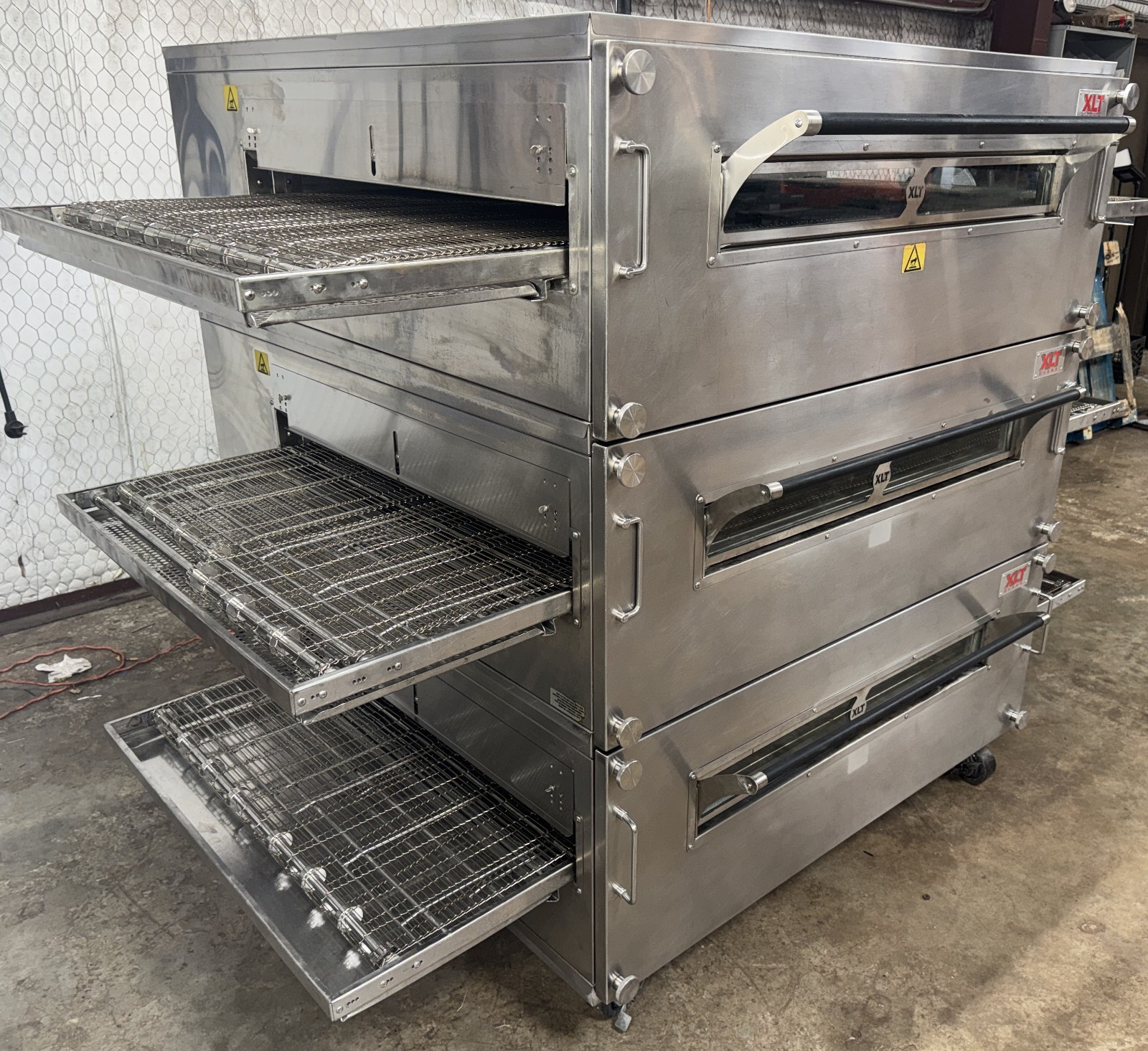 XLT 3855 Nat Gas Triple Stack Pizza Conveyor Ovens** Video Demo** W/SPLIT BELT