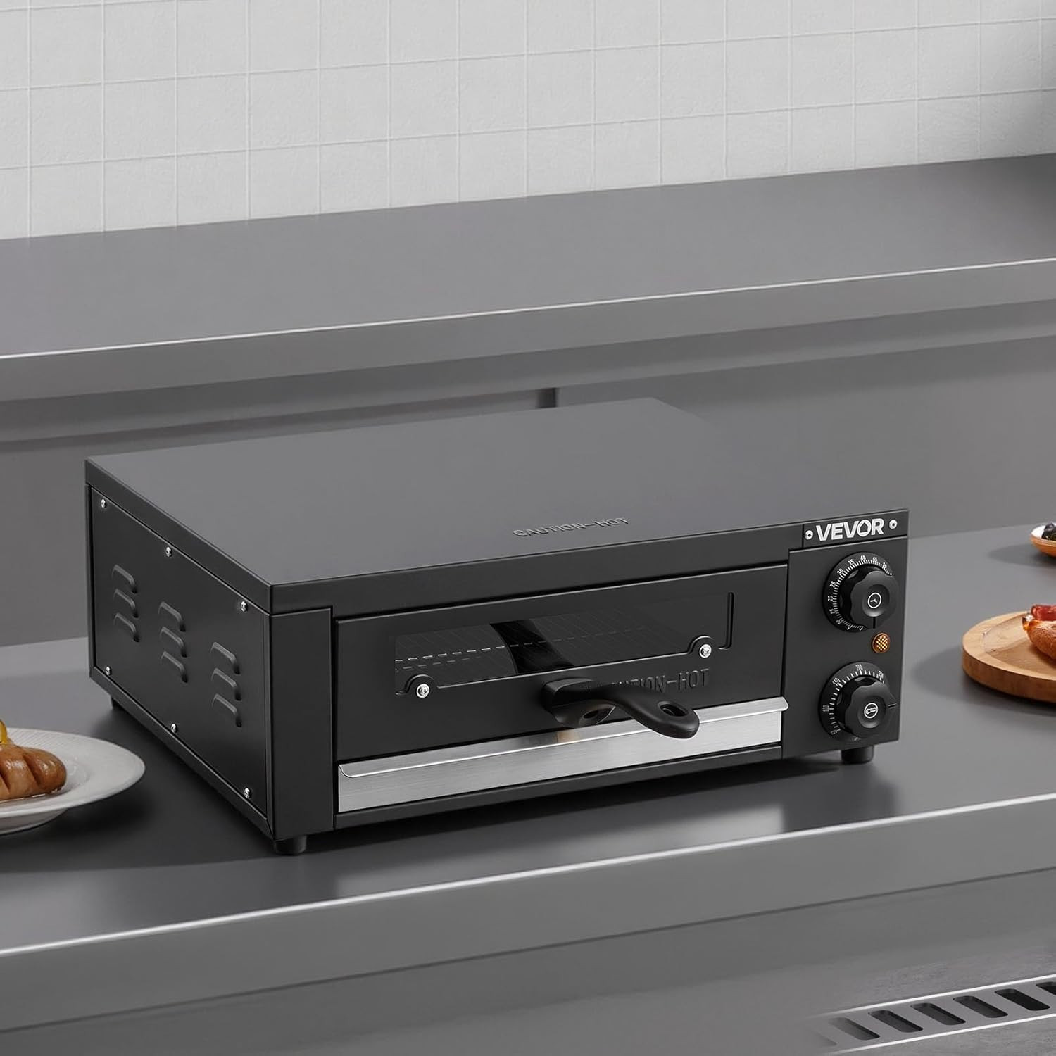 Electric Pizza Oven, 12 in Countertop Pizza Oven, 77 to 572°F Temp Range, 1450W