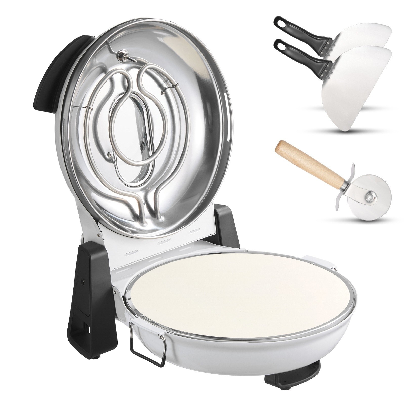 12-Inch Electric Pizza Oven, 1200W Pizza Maker with Cordierite Stone