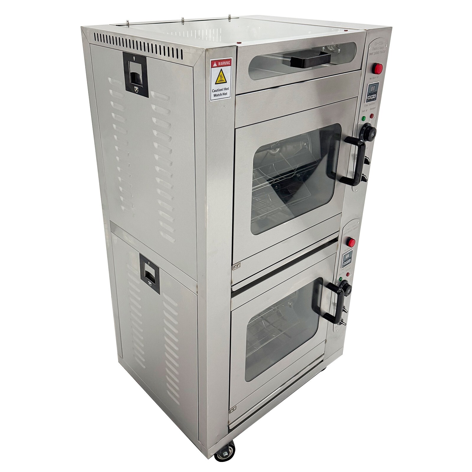 220V Commercial Triple Electric Corn Roaster Oven 5600W Rotary Sweet Potato Corn