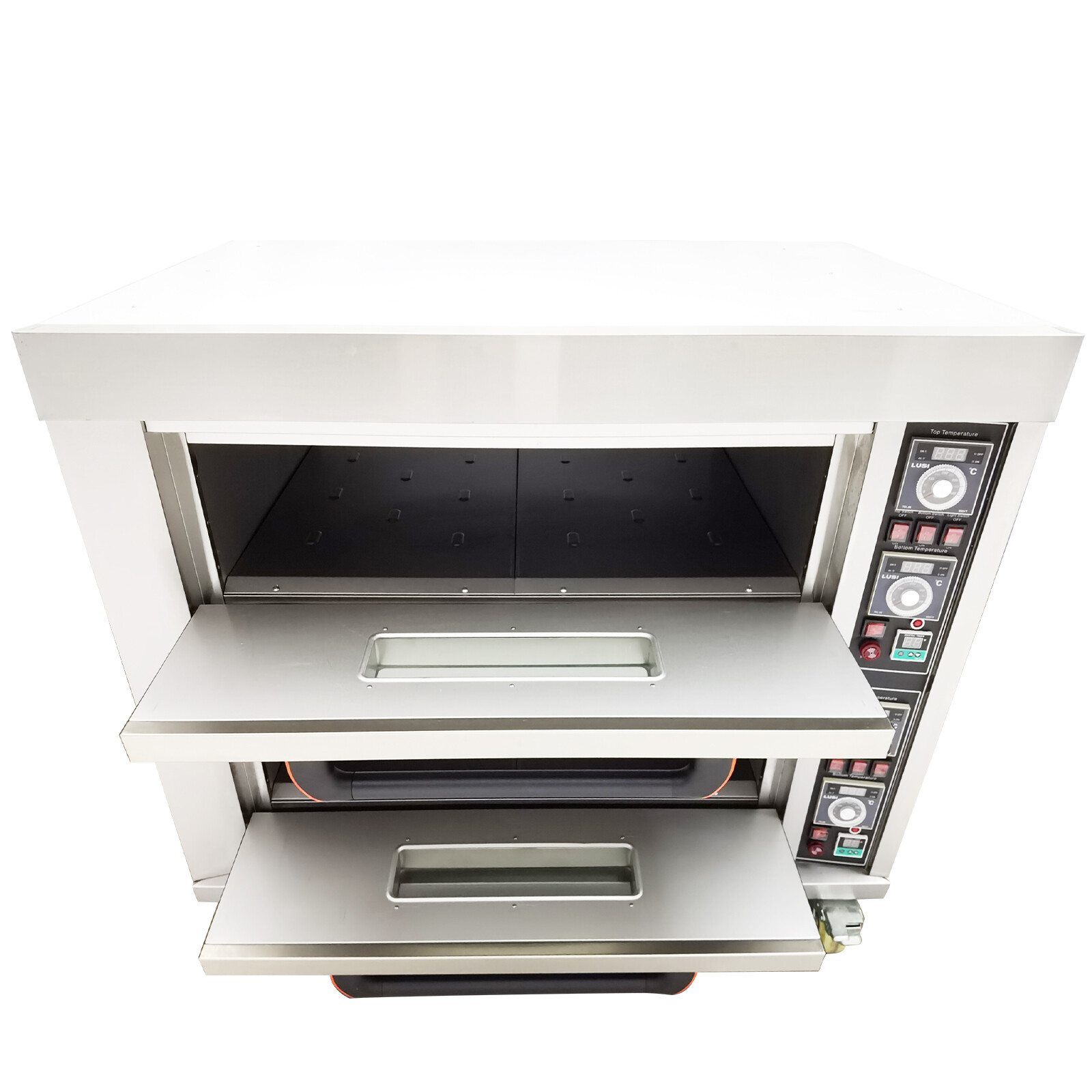 Commercial Electric Pizza Oven 2-Tier 4-Pan 220V 3-PH for Bread & Meat Cooking