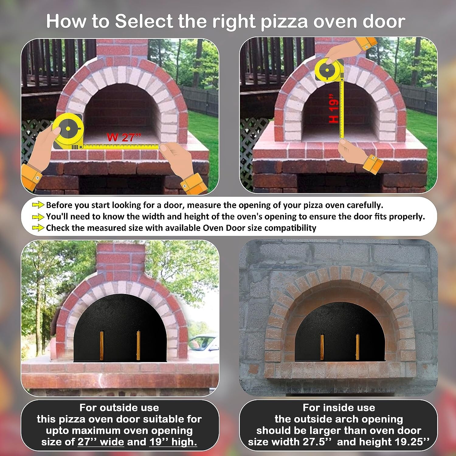 Simond Store Pizza Oven Door 27”(L) X 19.25”(H) Stainless Steel Heavy-Duty Oven