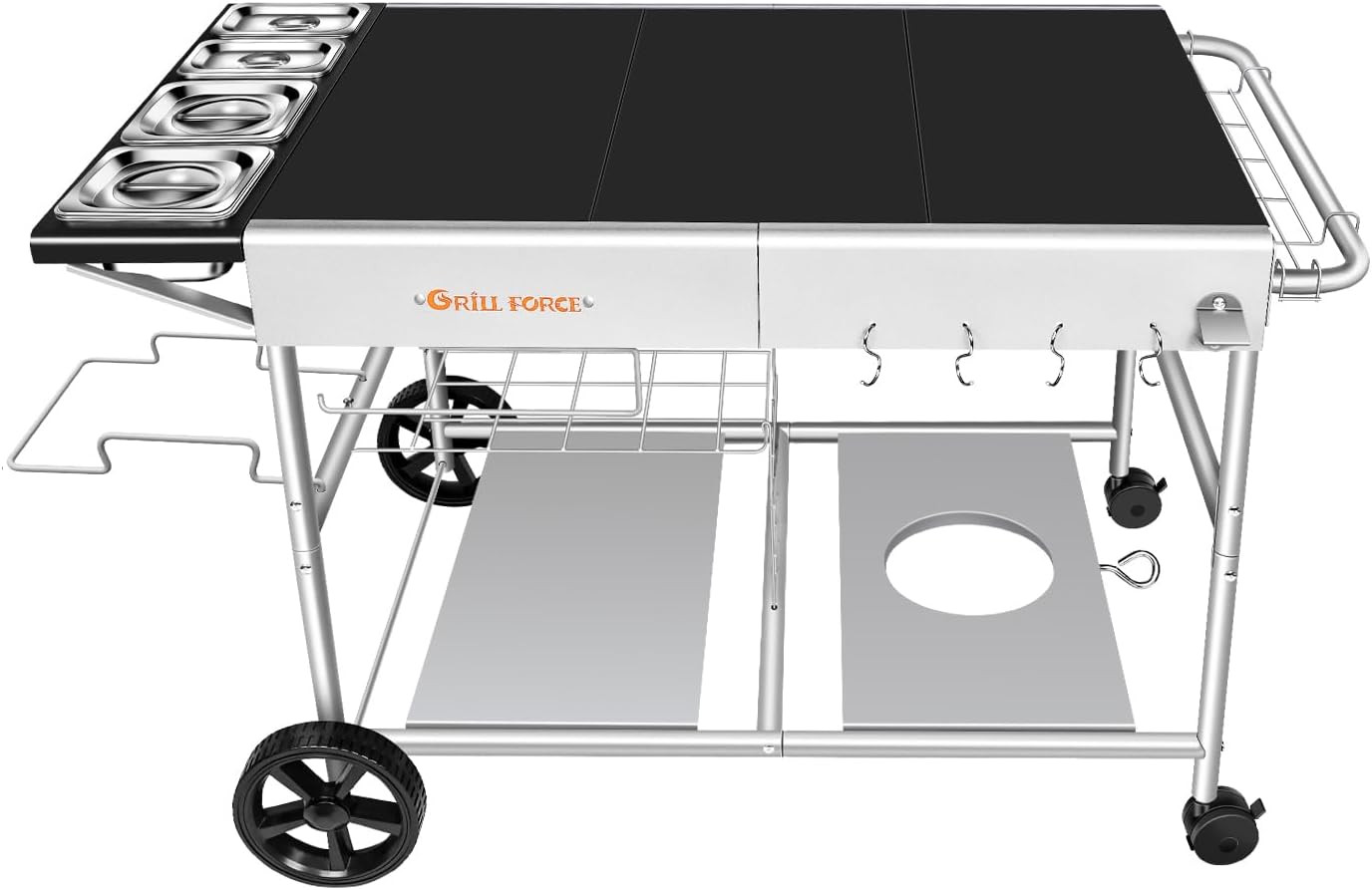 Pizza Oven Table with Topping Station, Outdoor Pizza Oven Cart, Grill Table for