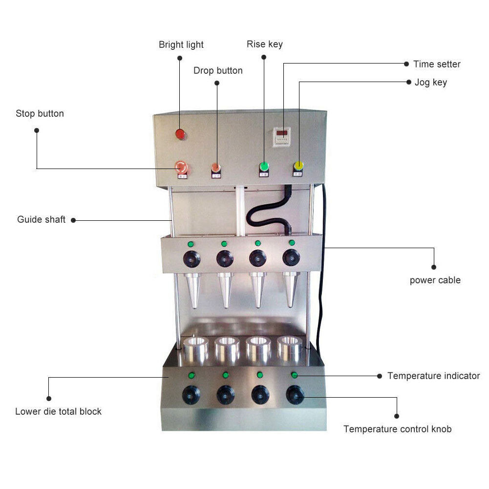 110V Hot Commercial Pizza Cone Forming Making Maker Machine + 4 Molds 3KW