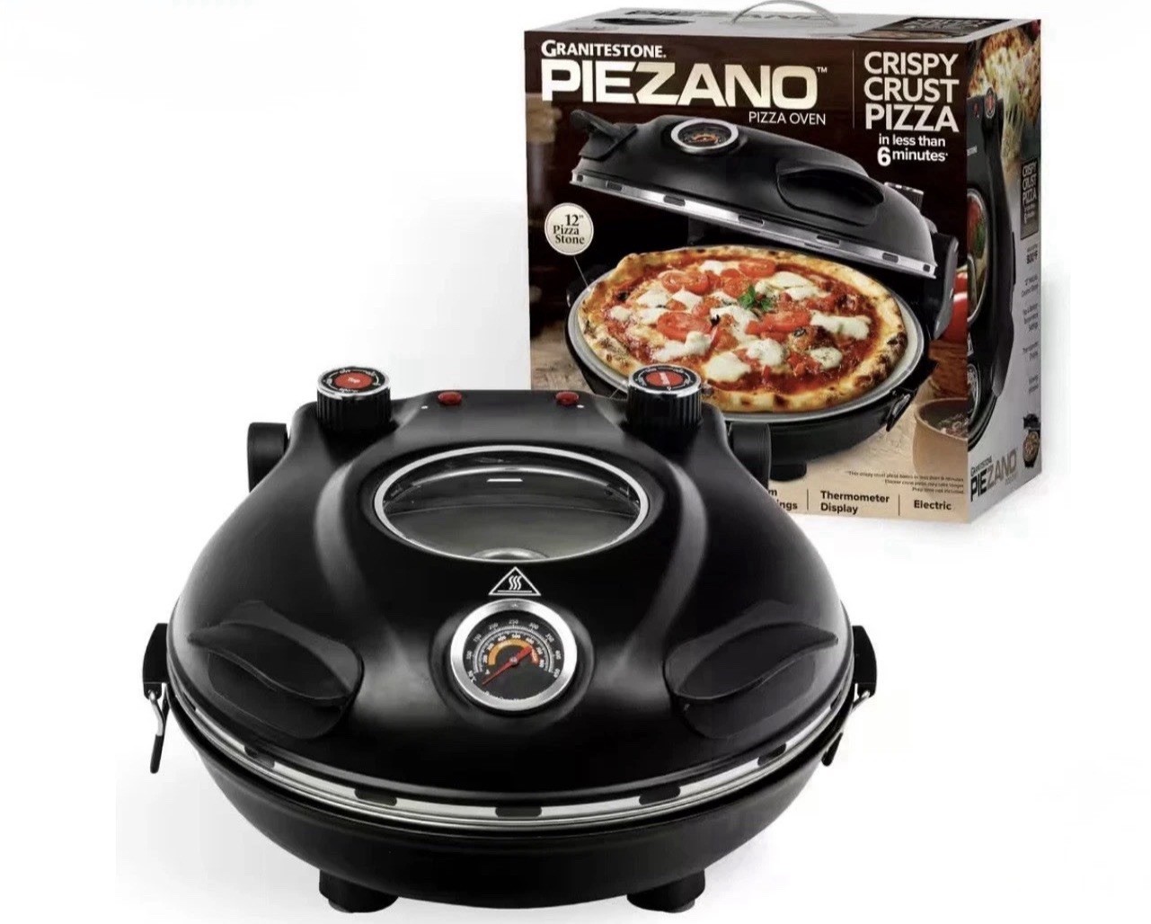 Piezano Pizza Oven Electric Pizza Bake Portable Countertop 12″ Pizza Maker NEW