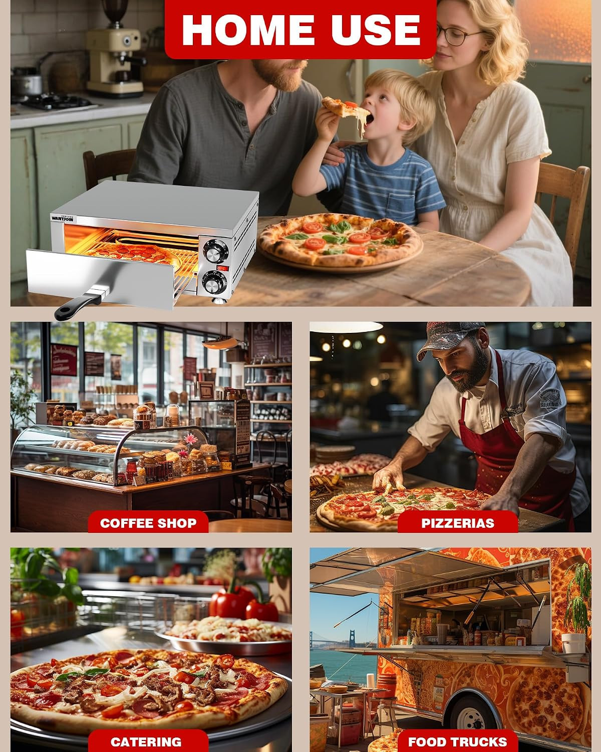 Pizza Oven Indoor – Electric Pizza Ovens Countertop Stainless Steel Commercial P
