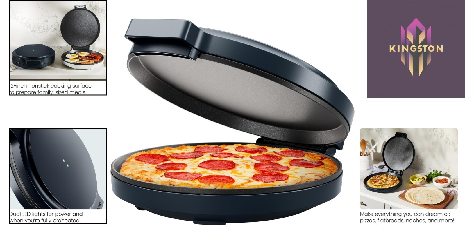 Stylish Countertop Electric Pizza Oven with Indicator Lights & Digital Cookbook