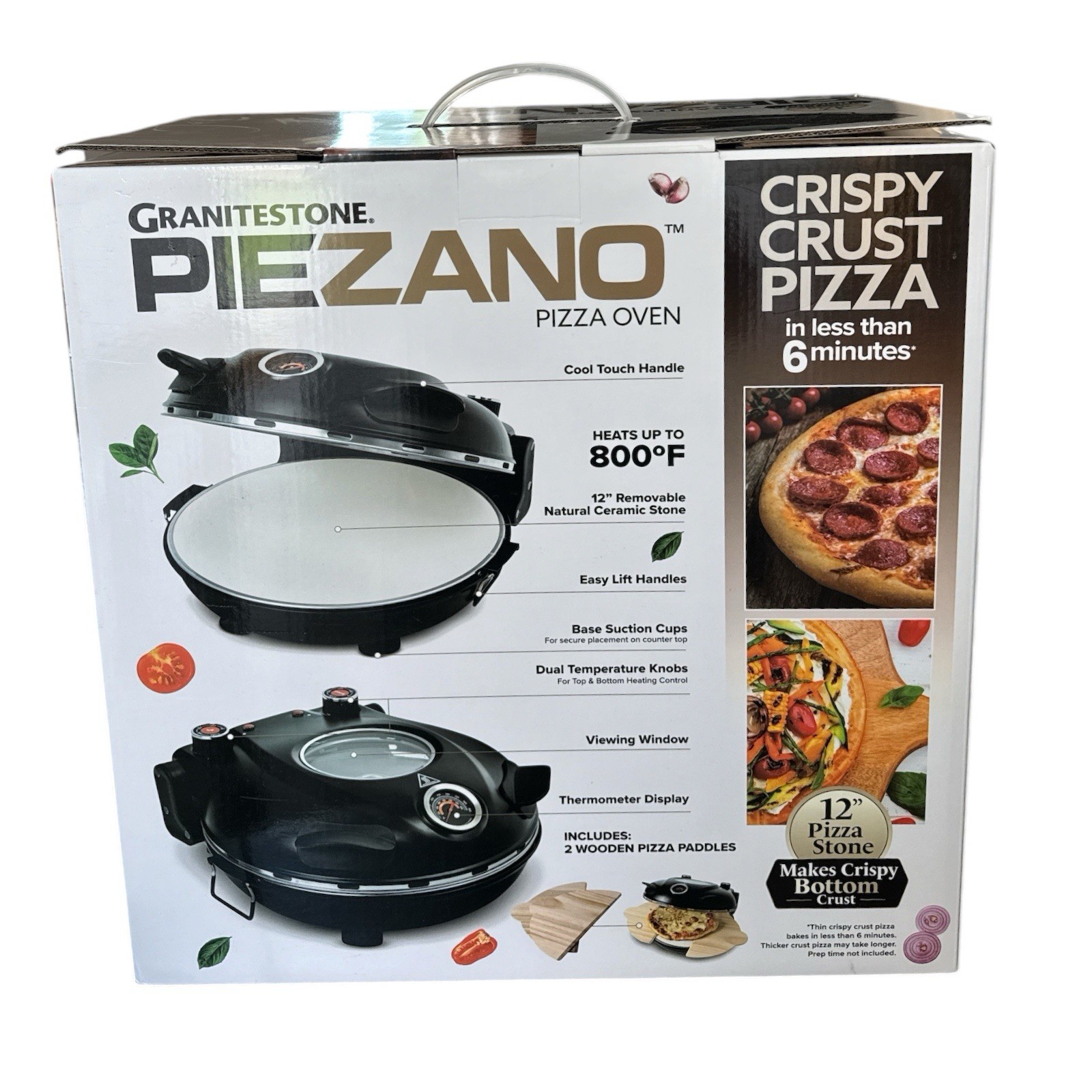 PIEZANO Crispy Crust Pizza Oven by Granitestone Electric Pizza Indoor Oven New