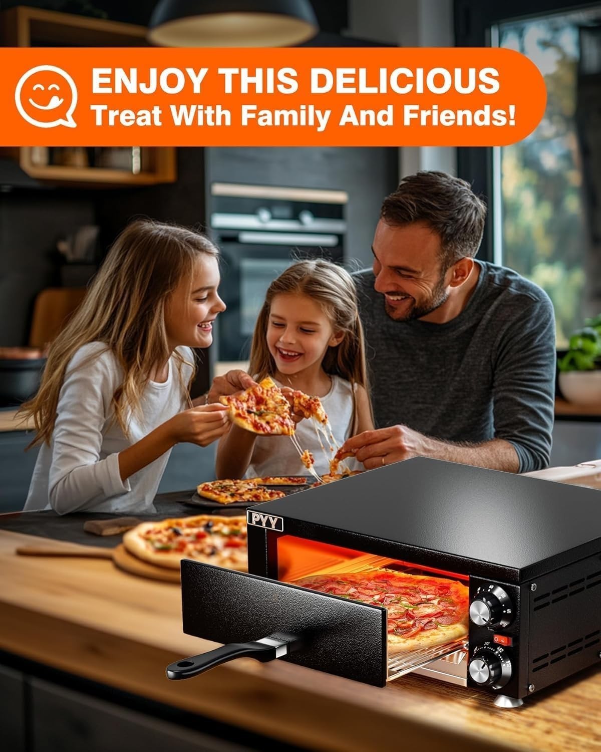 1100W Electric Pizza Oven 12″ Countertop Stainless Steel Pizza Maker with Timer