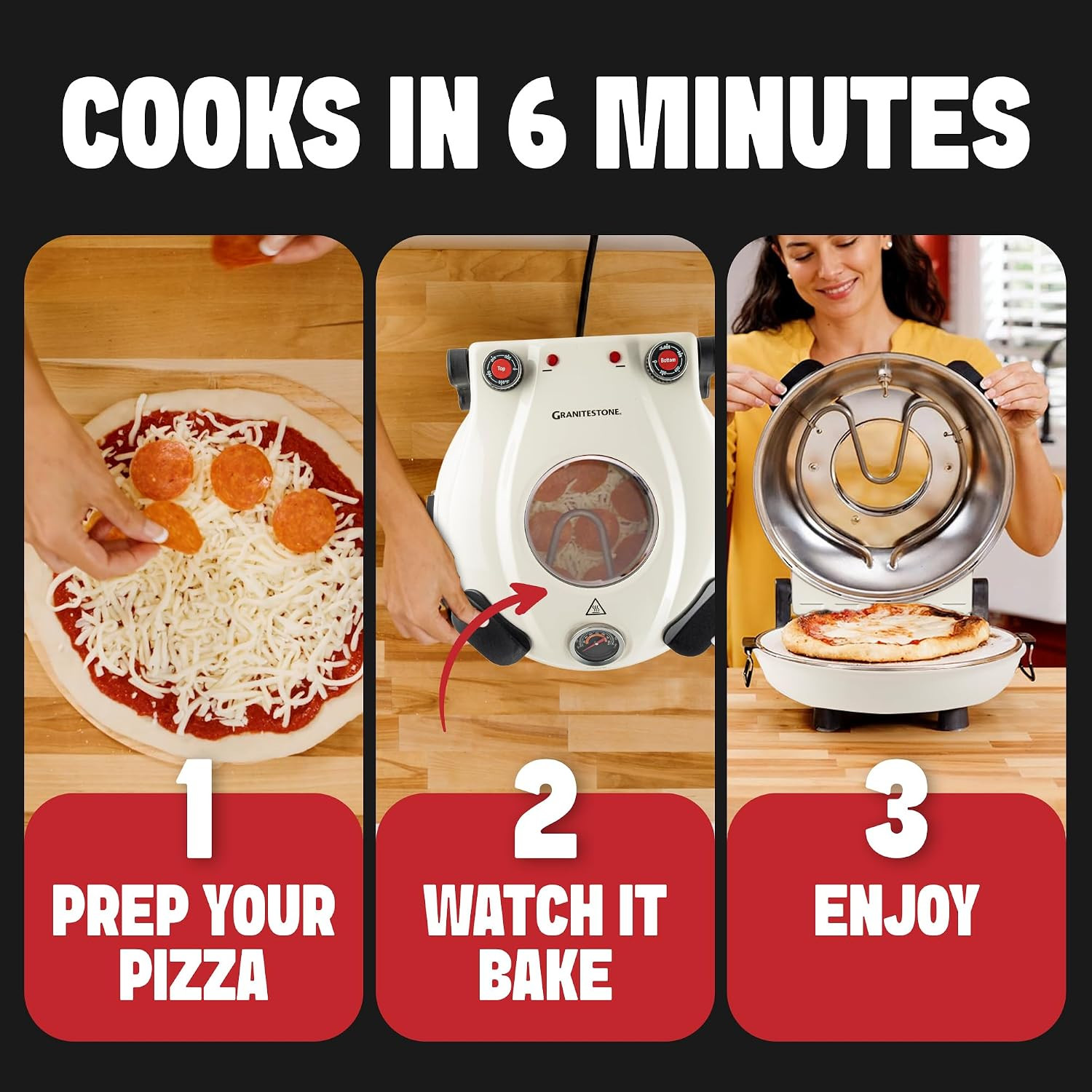 Crispy Crust Pizza Oven by Granitestone – 12 Inch Electric Pizza Oven Indoor Cou
