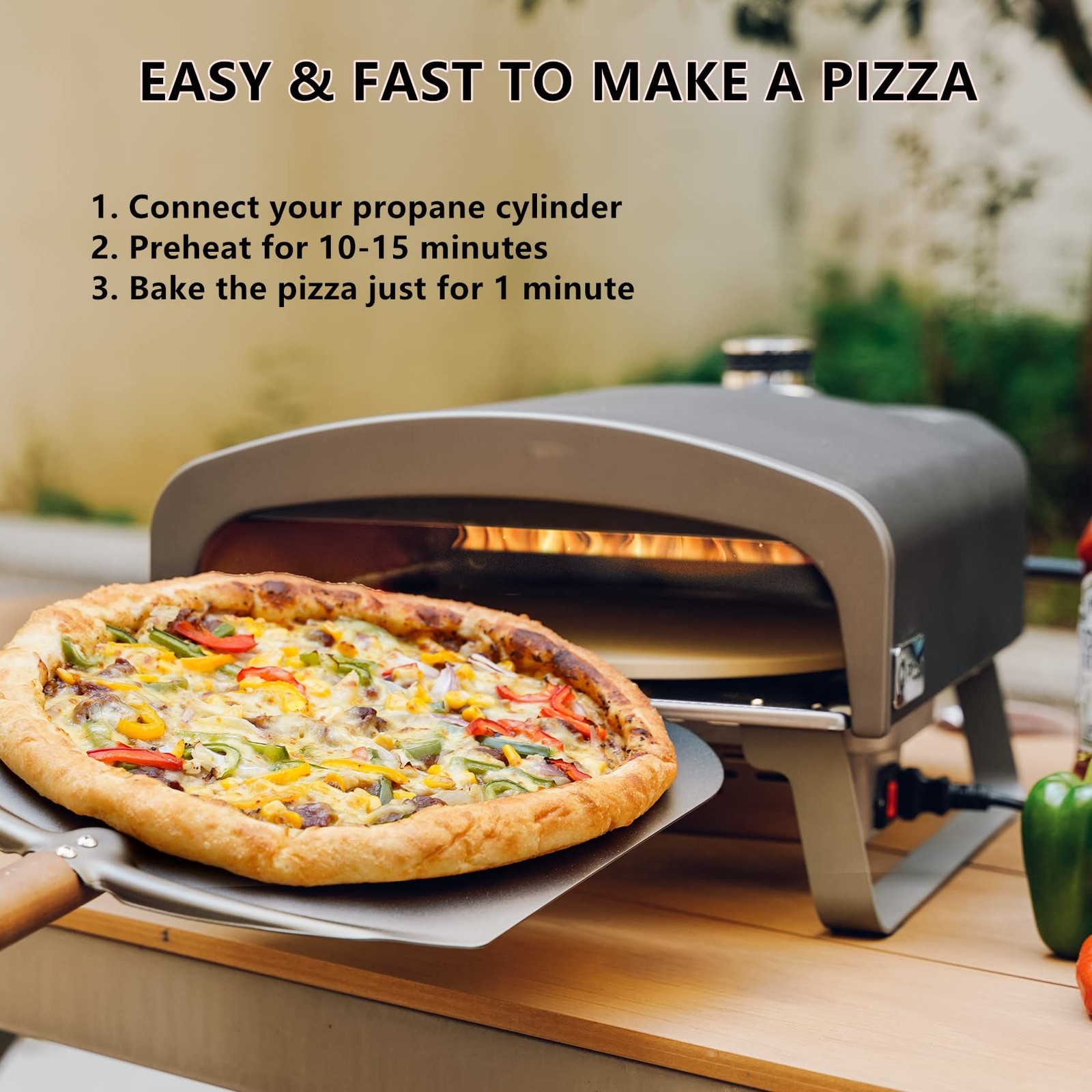 Q Pizza Gas Pizza Oven Portable Propane Pizza Oven with Automatic Rotating St…