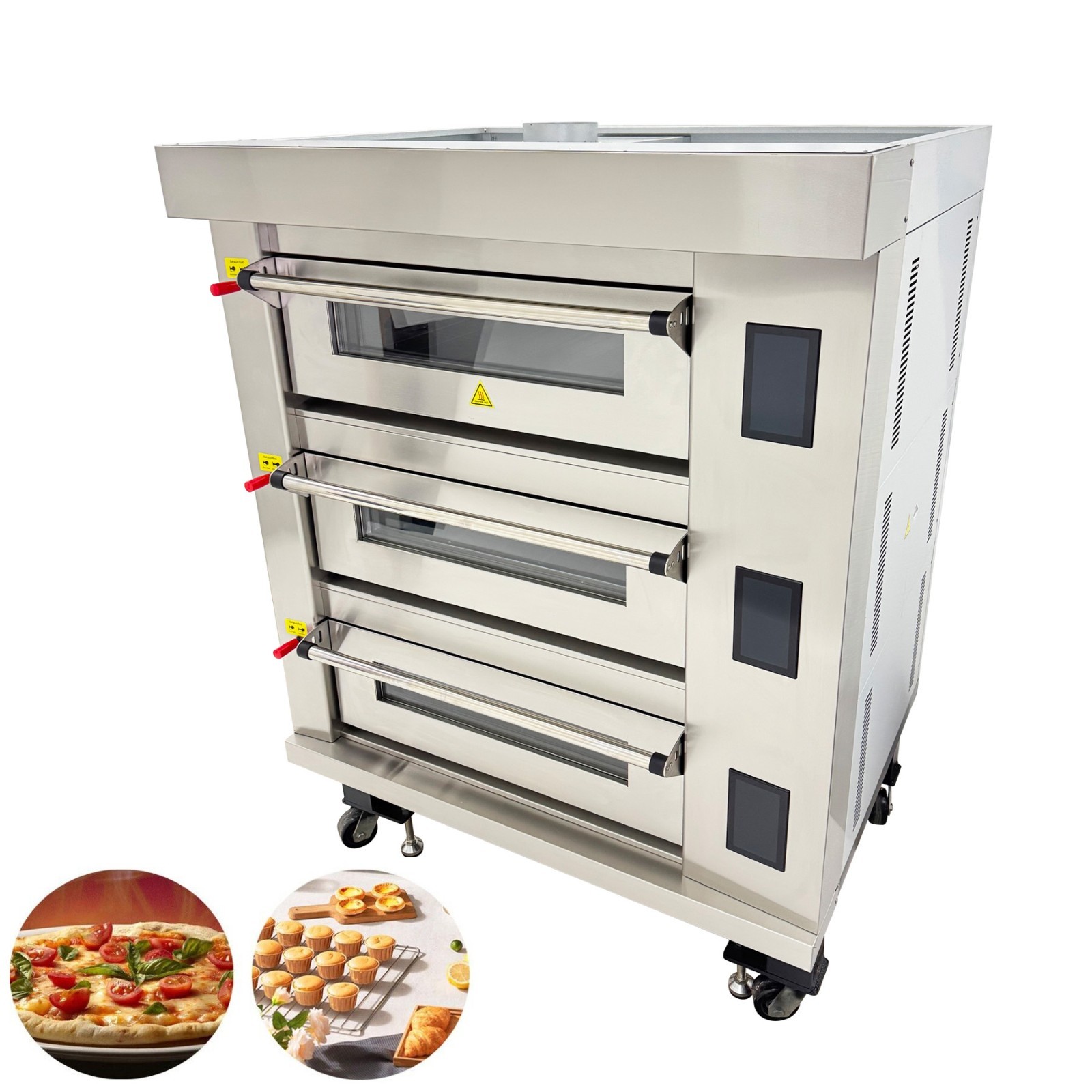 3 Decks Electric Movable Oven Pizza Cake Bread Baking Oven LCD Touch Screen 220V