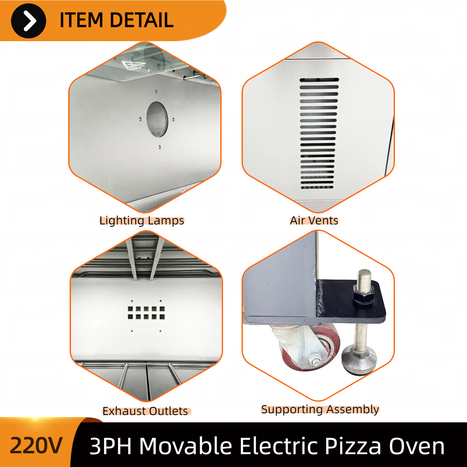 Digital Electric Pizza Oven 3-Deck 6-Tray Commercial Pizza Oven 220V 3-Phase