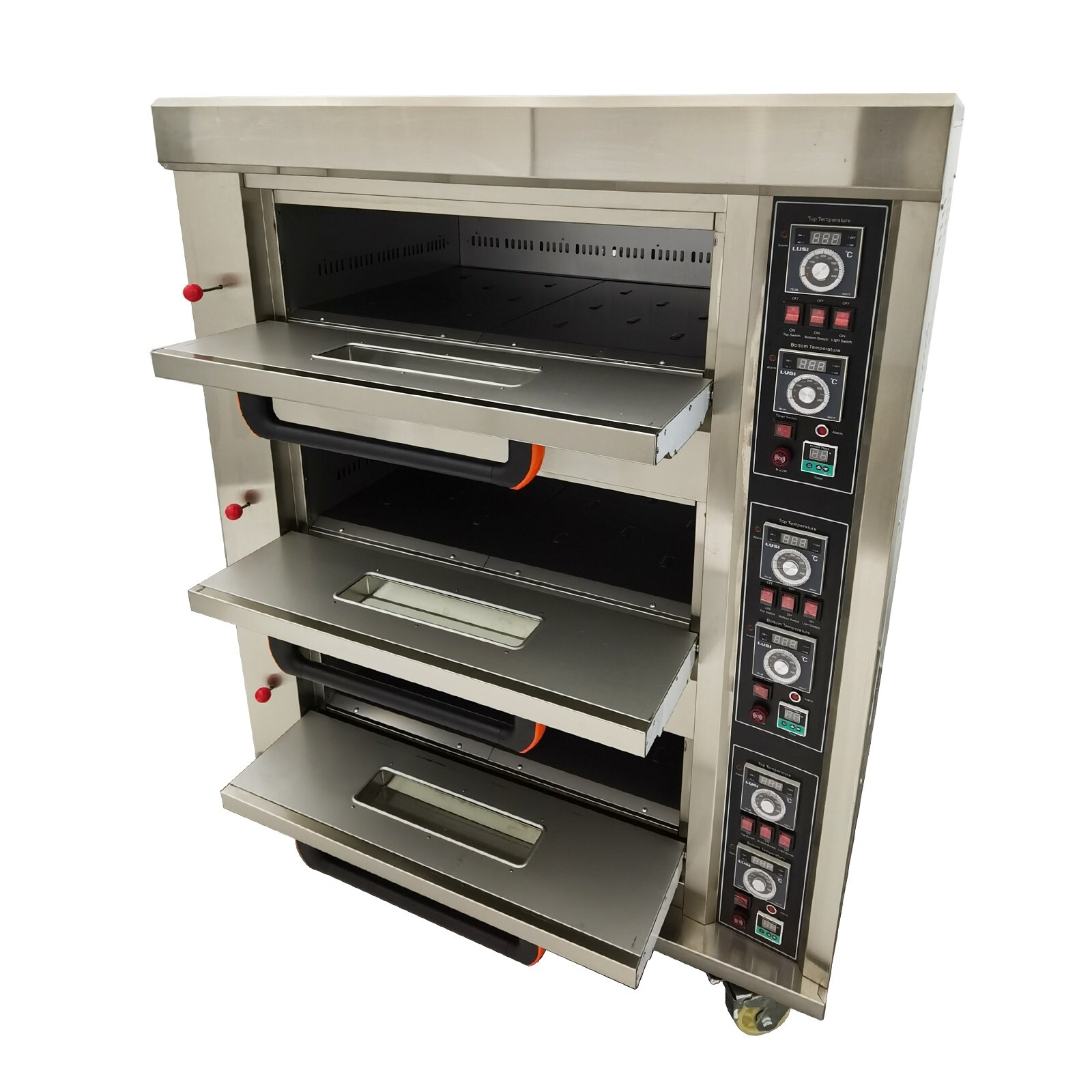 Commercial 110V Gas Heating 3-Layer 6-Dish Electric Pizza Oven with Caster 300W
