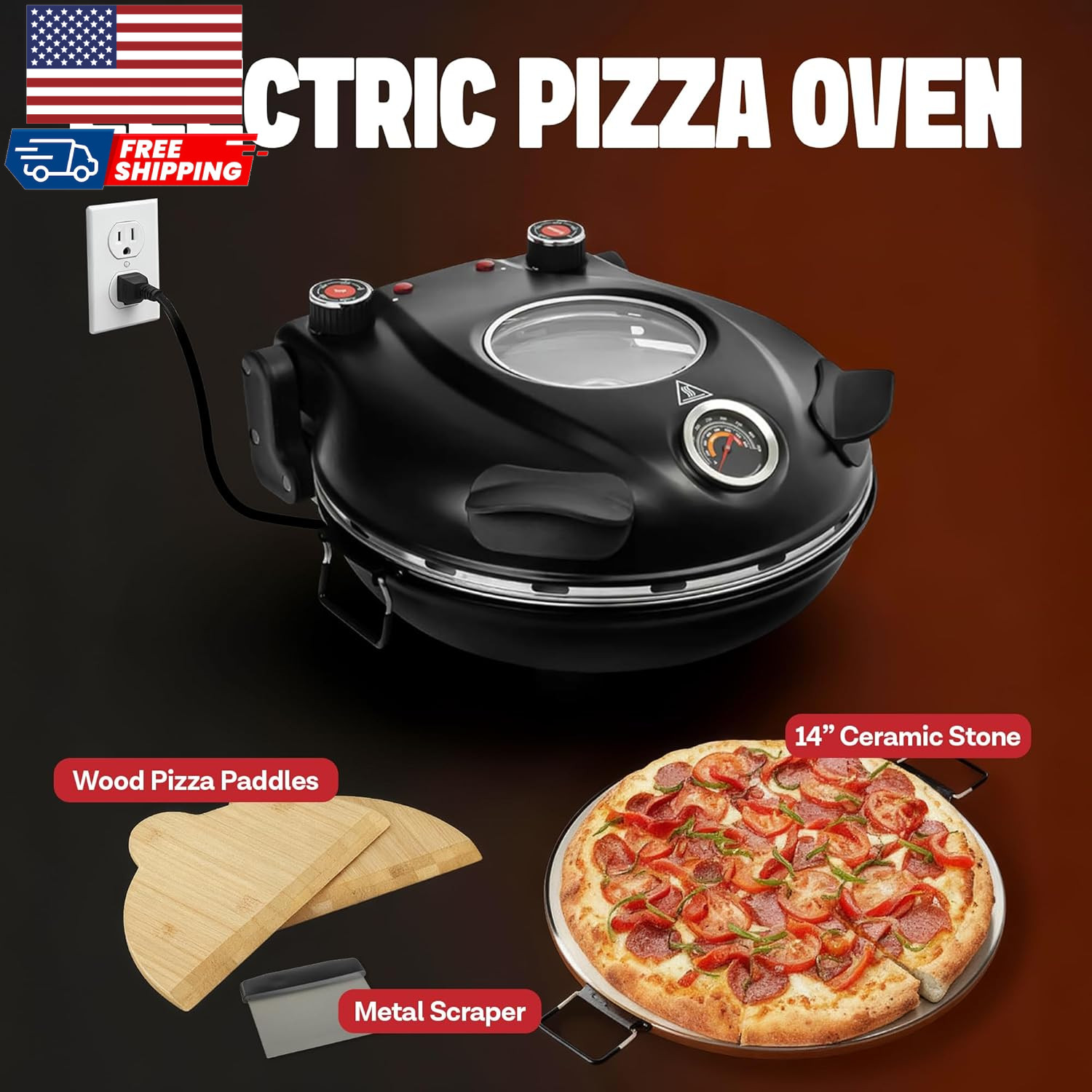 XL 14″ Extra Large Crispy Crust Pizza Oven Family Sized FREE SHIPPING USA