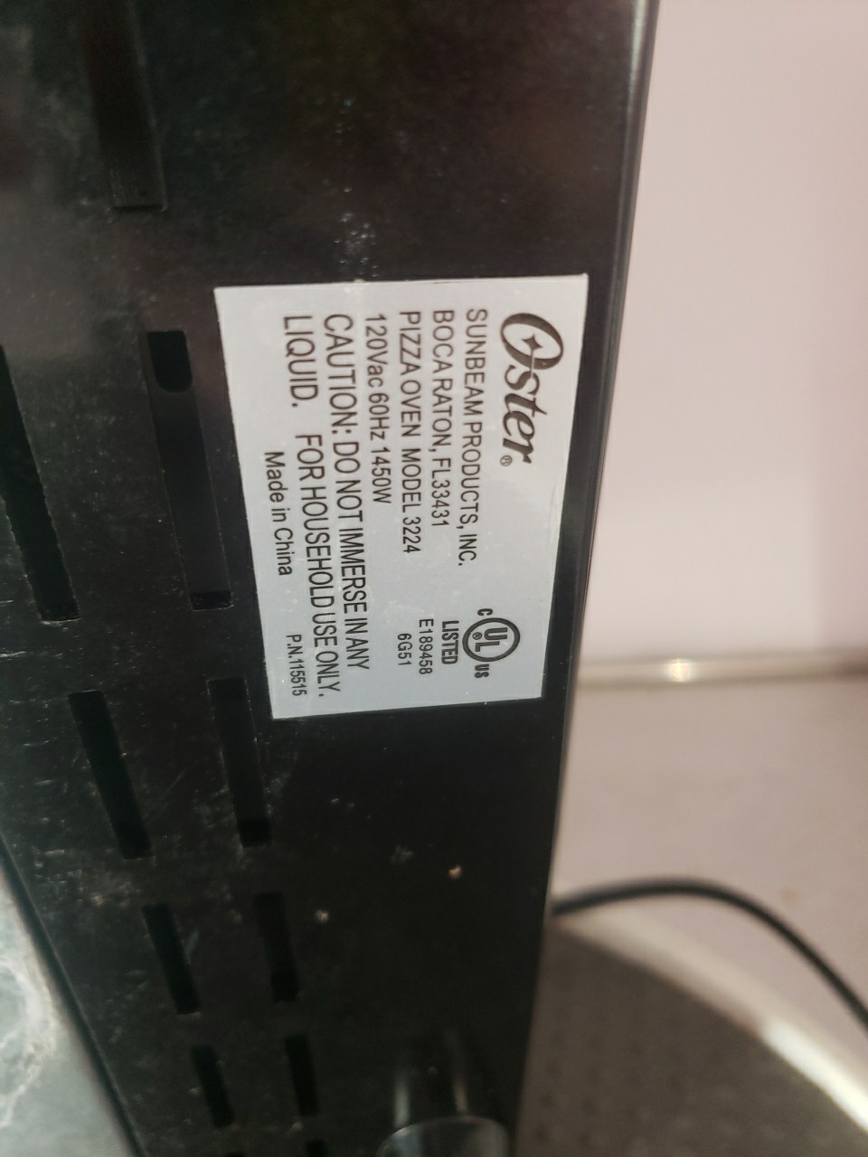 Oster 3224 Countertop Stainless Steel Pizzeria Style Pizza Oven 120V 1450 Watts