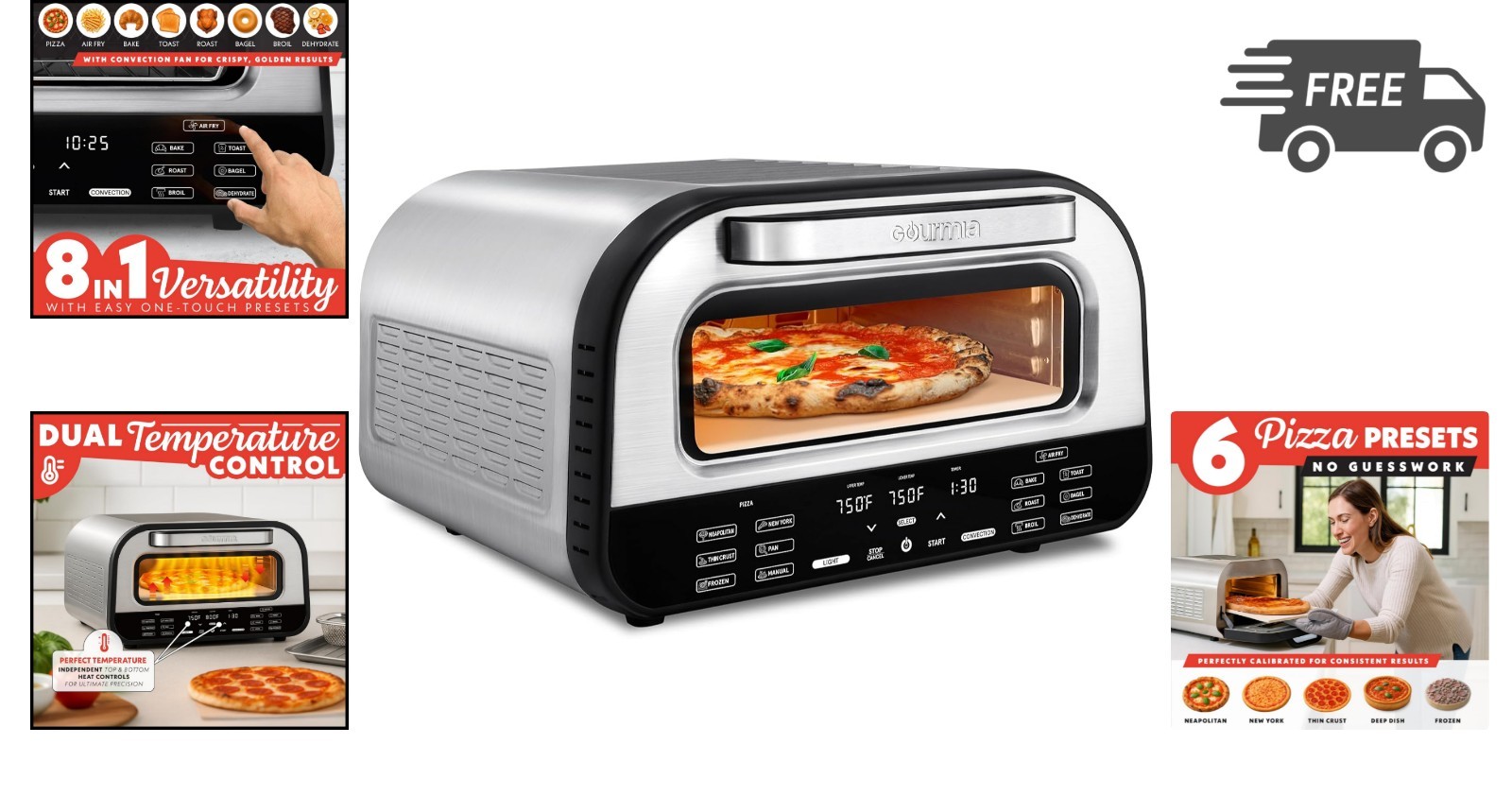 Indoor Pizza Oven Air Fryer Toaster 1800W Countertop Multi-Cooker Pizza Stone