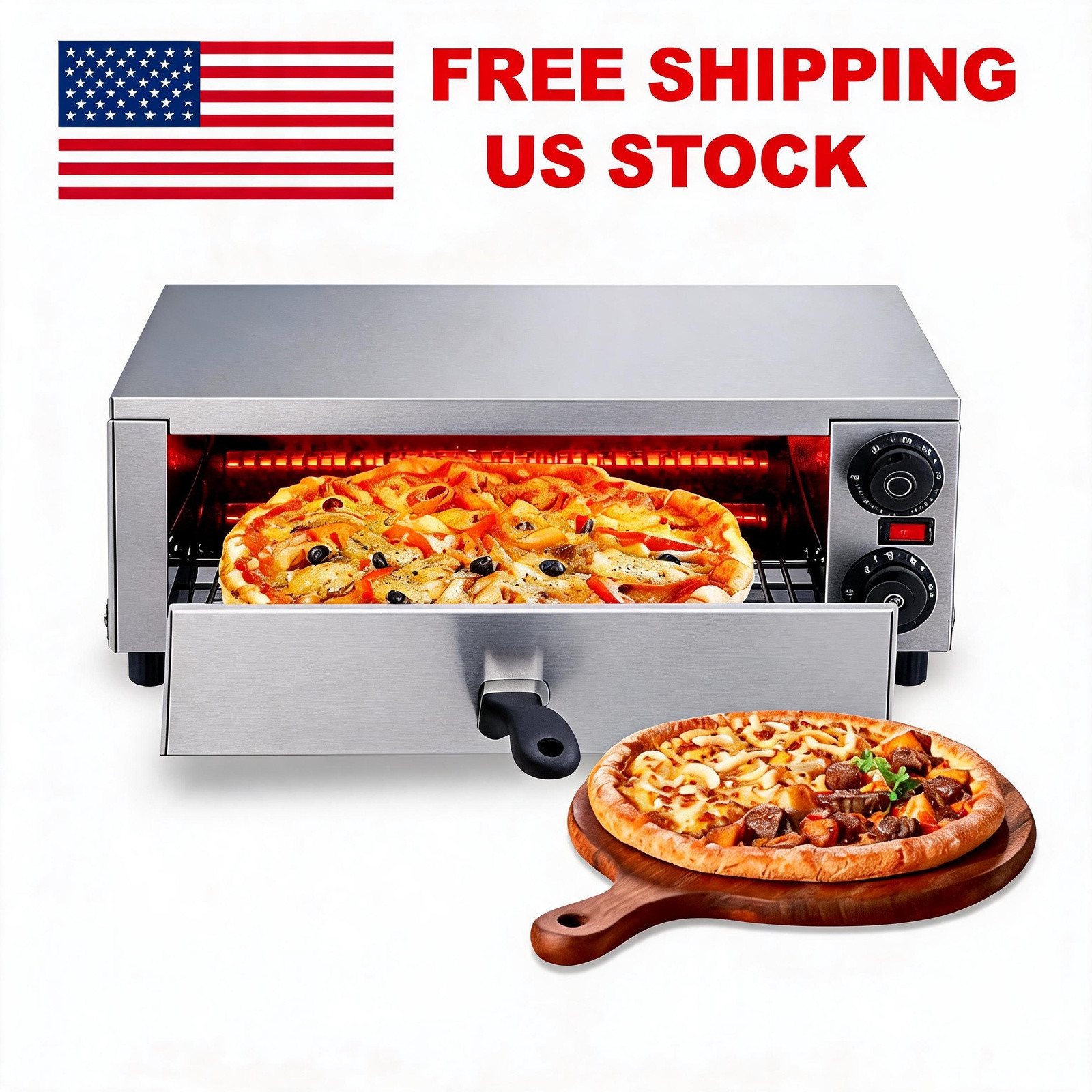 16 Inch Stainless Steel Countertop Pizza Oven for Bakery Snack Cooking
