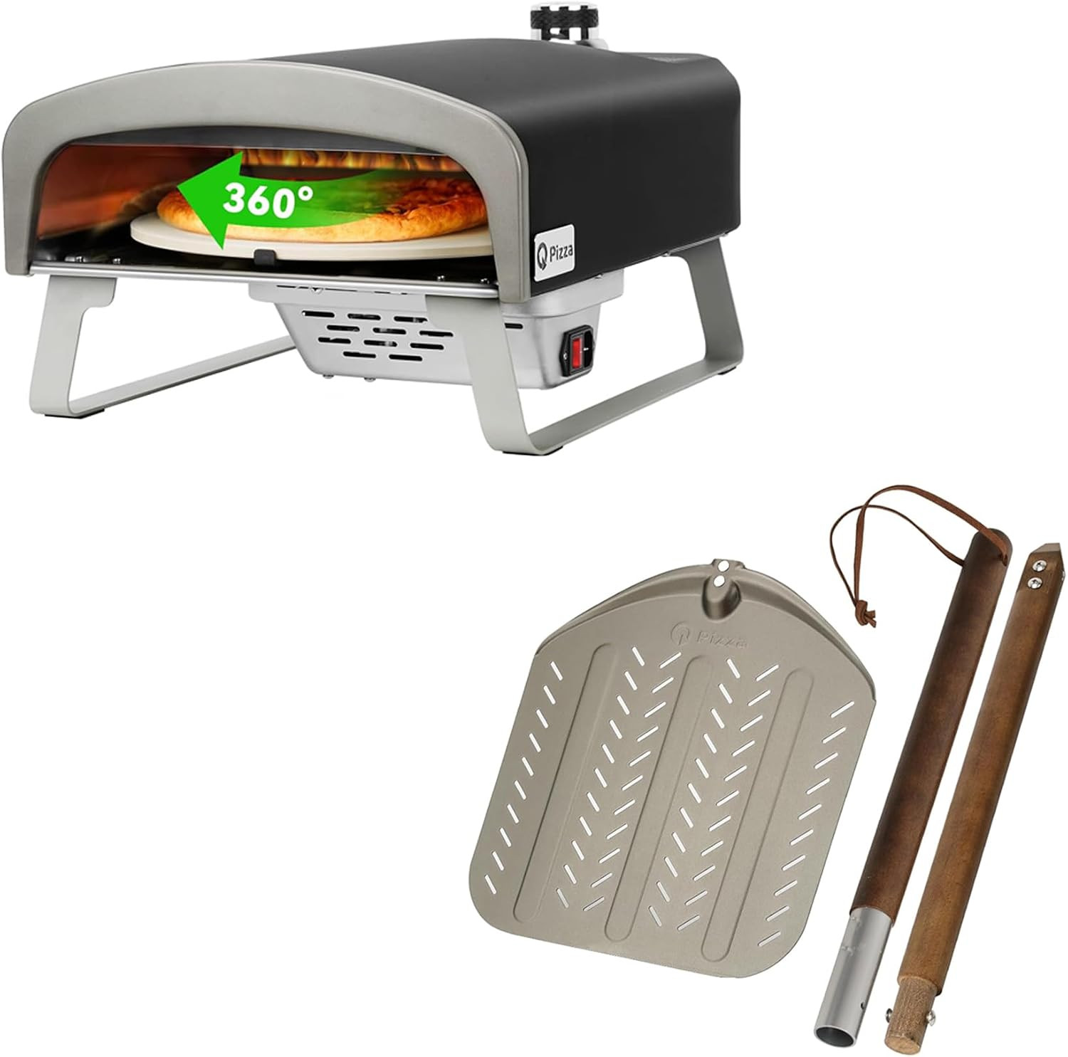 Gas Pizza Oven Portable Propane Pizza Oven with Automatic Rotating Stone & Perfo
