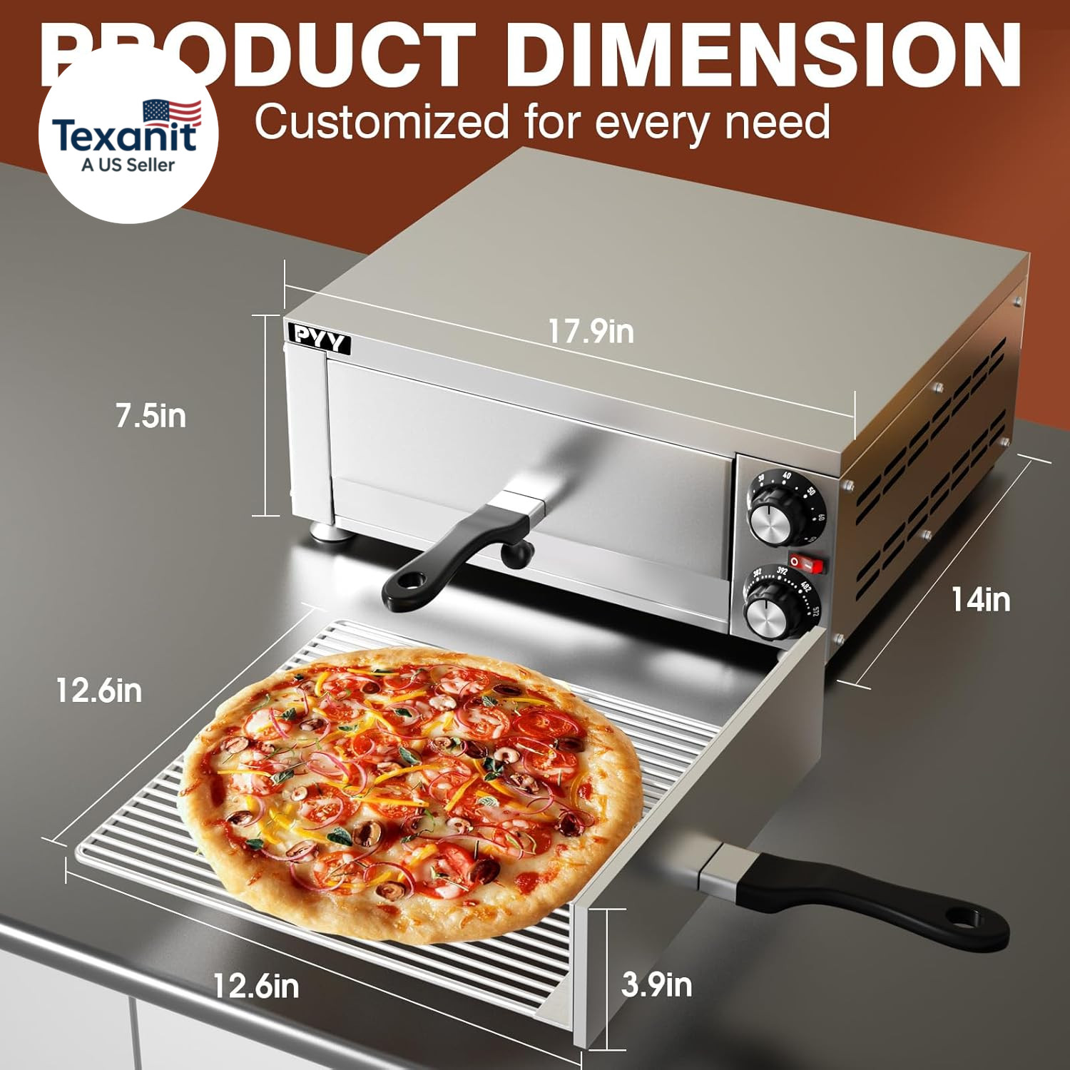 Pizza Oven Indoor Electric Countertop Commercial Pizza Maker with Crumb Tray Sta