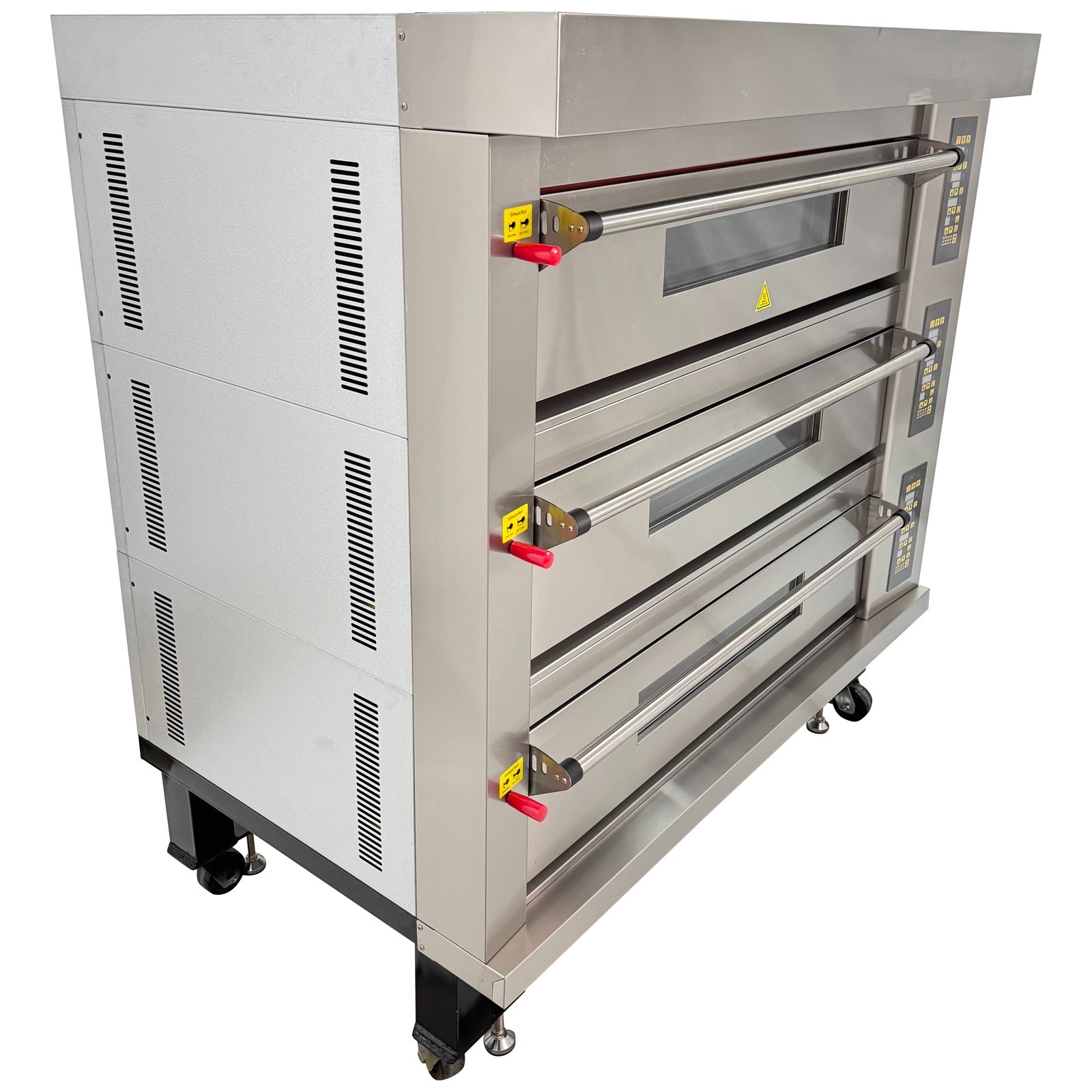 3 Decks Commercial Electric Bread Pizza Baking Oven Movable Toaster 220V 5-400˚C